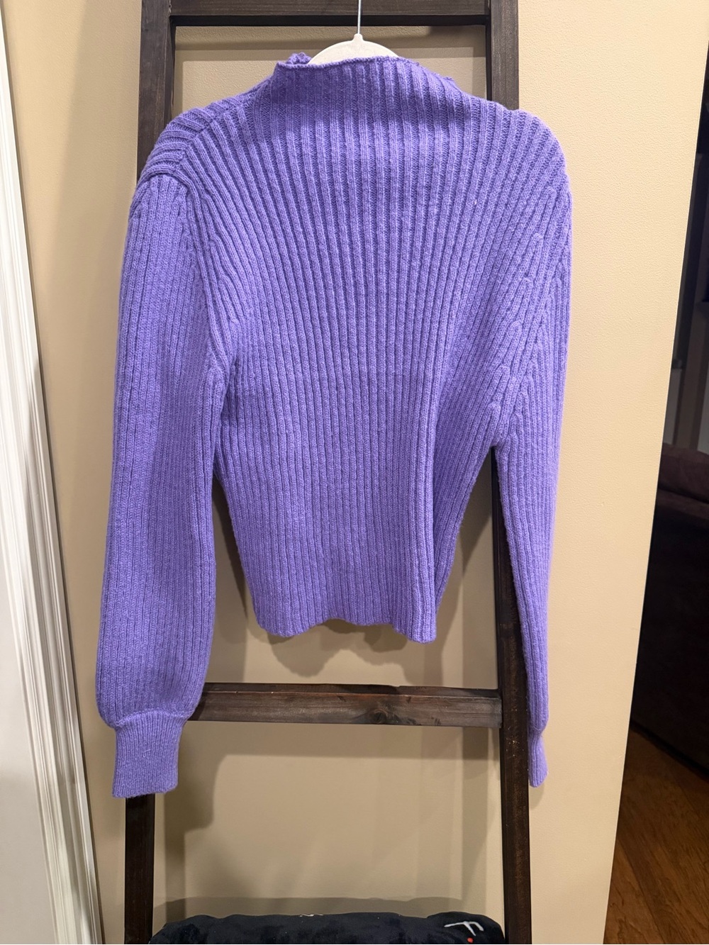 Ribbed Purple Mock-Turtleneck Sweater